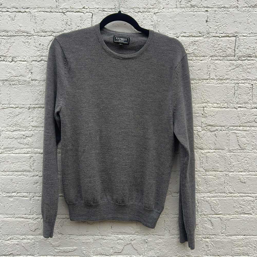 Men’s Express gray merino wool sweater sz S